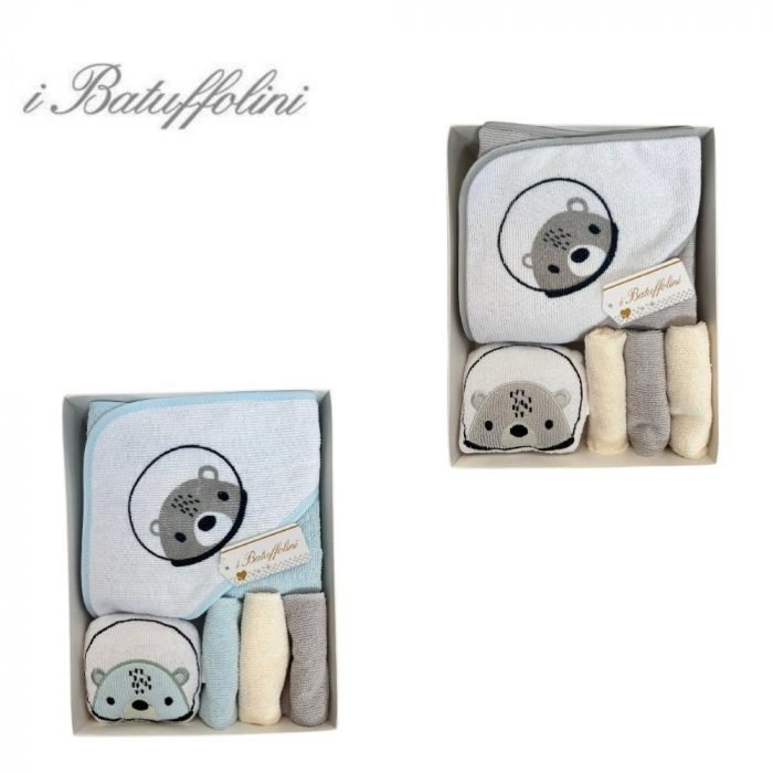 SET 5 PEZZI ACCAPPATOIO + 3 LAVETTE + TOY