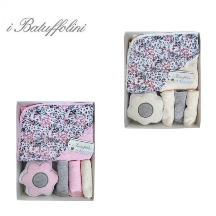 SET 5 PEZZI ACCAPPATOIO 3 LAVETTE + TOY