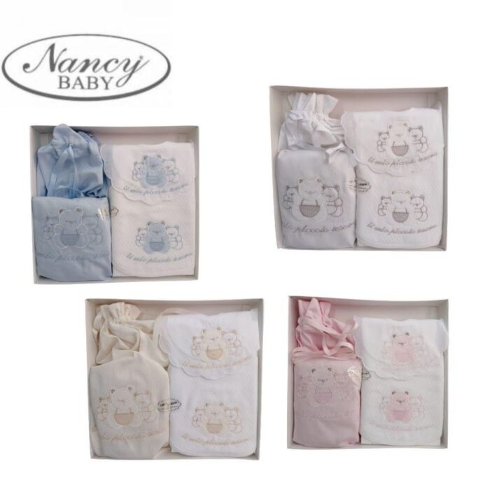 SET SACCA NASCITA + 2 BAVETTE 100 COTONE