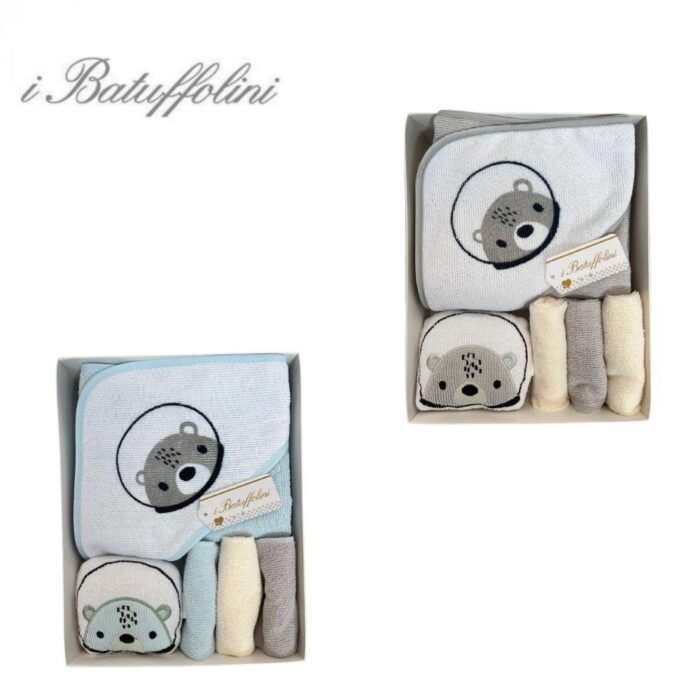 SET 5 PEZZI ACCAPPATOIO + 3 LAVETTE + TOY