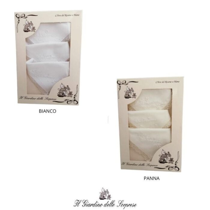 TRIS FAZZOLETTI COTONE BATTESIMALE